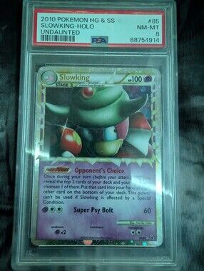 2010 POKEMON HG & SS#85 SLOWKING-HOLO NM-MT UNDAUNTED PSA 8